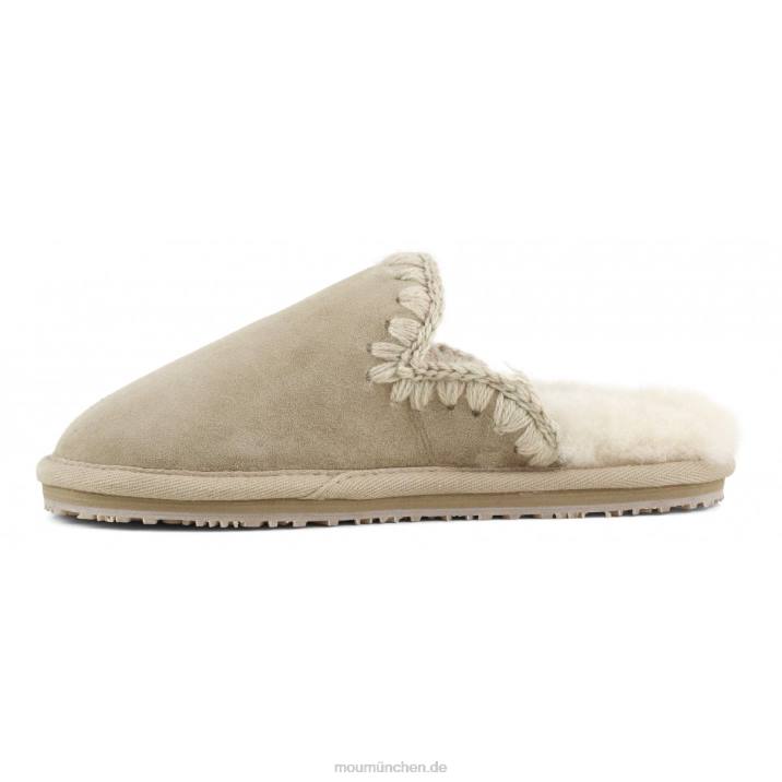 Wildleder-Slipper mit Eskimostich Frauen 0V6X435 Kamel Mou