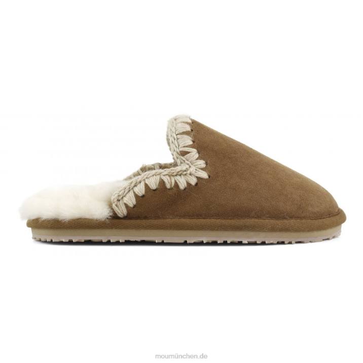 Wildleder-Slipper mit Eskimostich Frauen 0V6X436 Cognac Mou