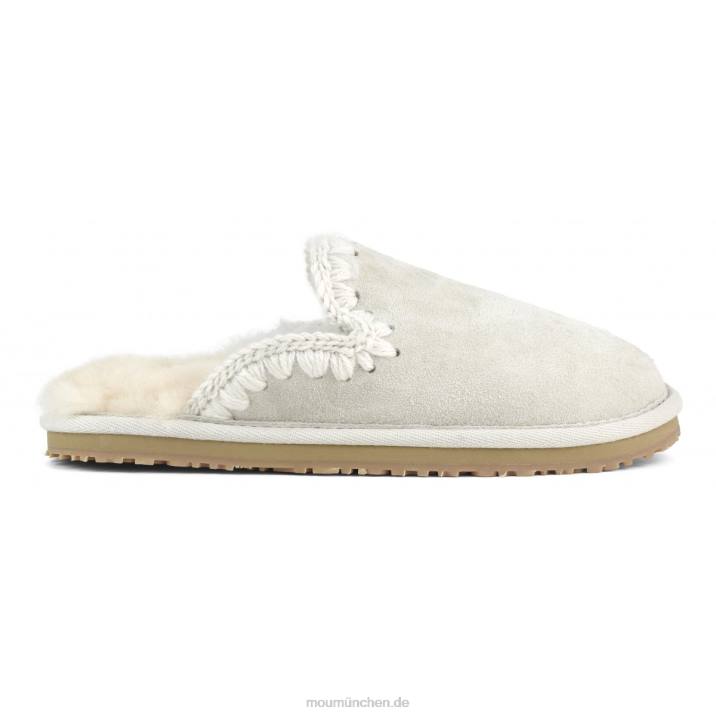 Wildleder-Slipper mit Eskimostich Frauen 0V6X437 Weißbirke Mou