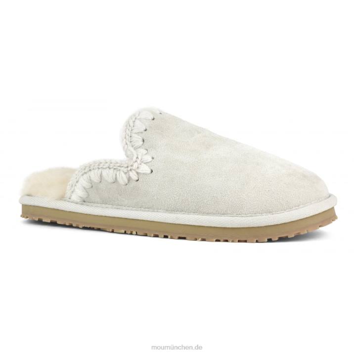 Wildleder-Slipper mit Eskimostich Frauen 0V6X437 Weißbirke Mou