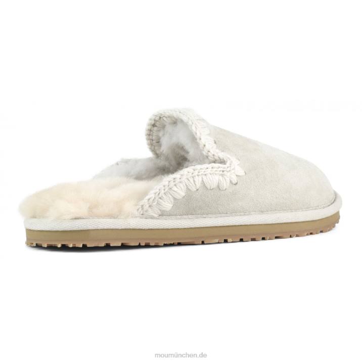 Wildleder-Slipper mit Eskimostich Frauen 0V6X437 Weißbirke Mou