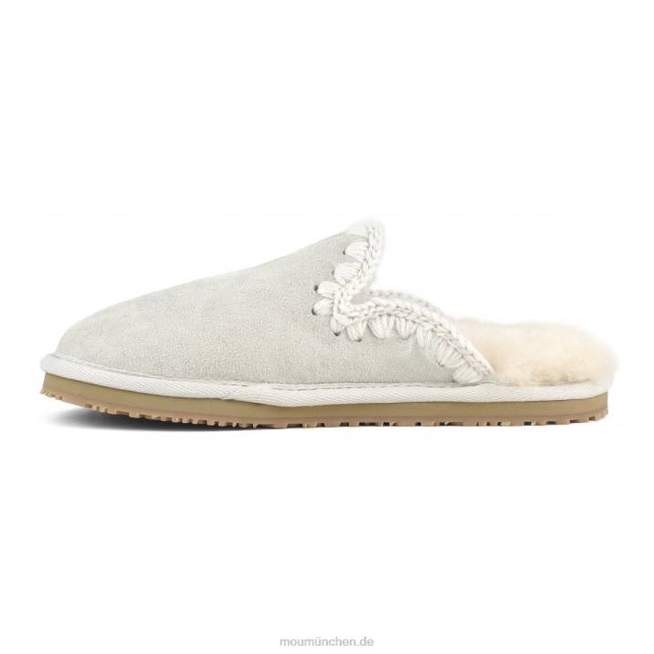 Wildleder-Slipper mit Eskimostich Frauen 0V6X437 Weißbirke Mou