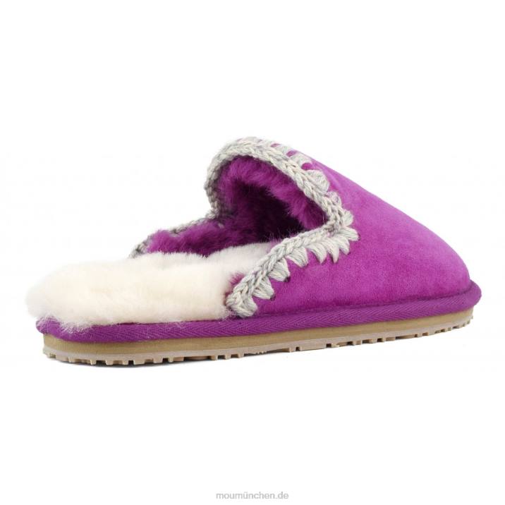 Wildleder-Slipper mit Eskimostich Frauen 0V6X439 Cyclamin Mou