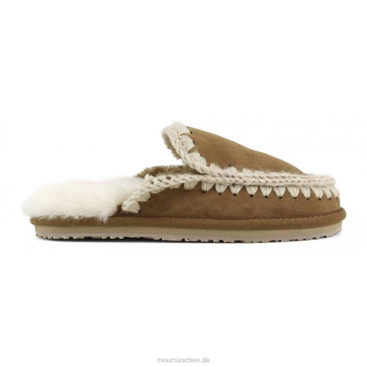 Wildleder-Slipper mit vollem Eskimo-Stich Frauen 0V6X429 Cognac Mou