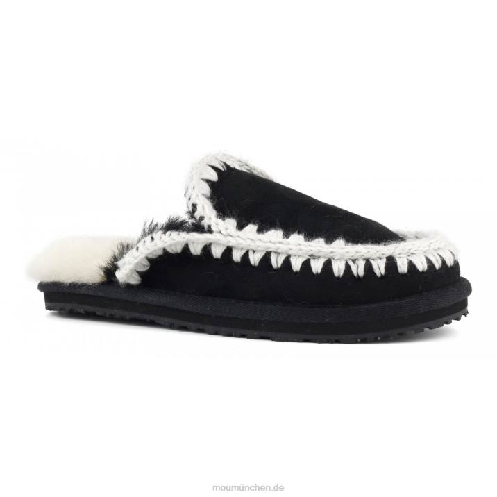 Wildleder-Slipper mit vollem Eskimo-Stich Frauen 0V6X431 schwarzes Wildleder Mou