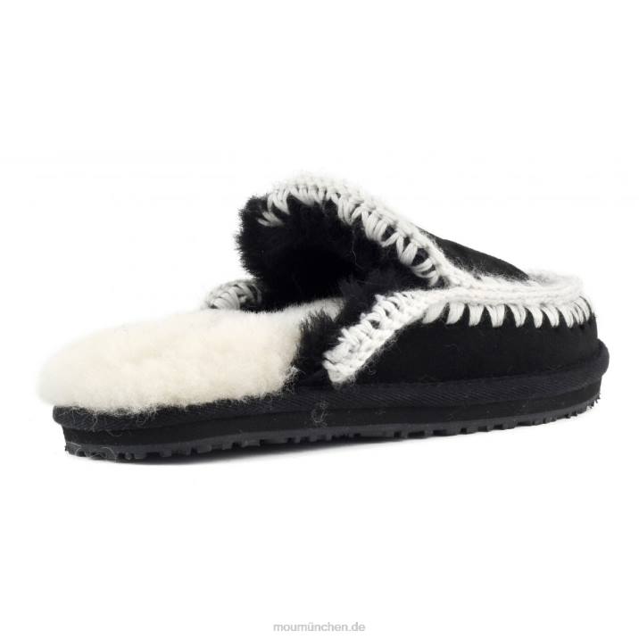 Wildleder-Slipper mit vollem Eskimo-Stich Frauen 0V6X431 schwarzes Wildleder Mou