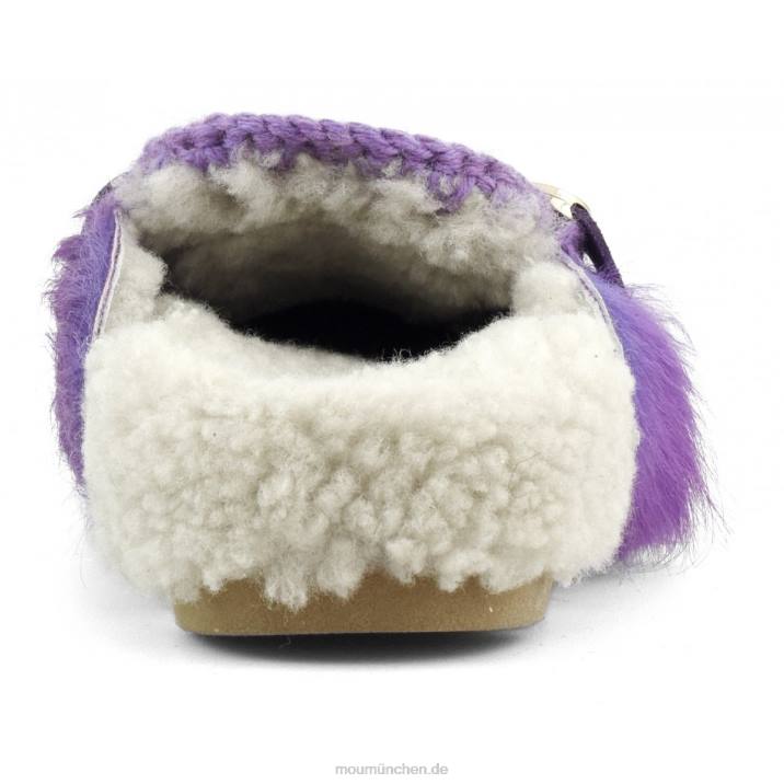 Winter-Bio-Slide mit langen Haaren, Ponyfell Frauen 0V6X417 Langhaarpony lila Mou