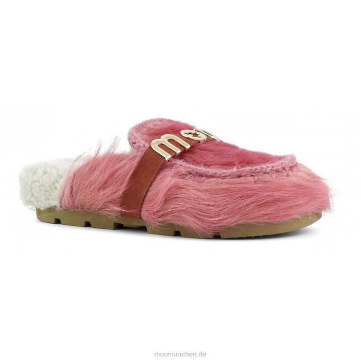 Winter-Bio-Slide mit langen Haaren, Ponyfell Frauen 0V6X418 Langhaarpony rosa fuxia Mou