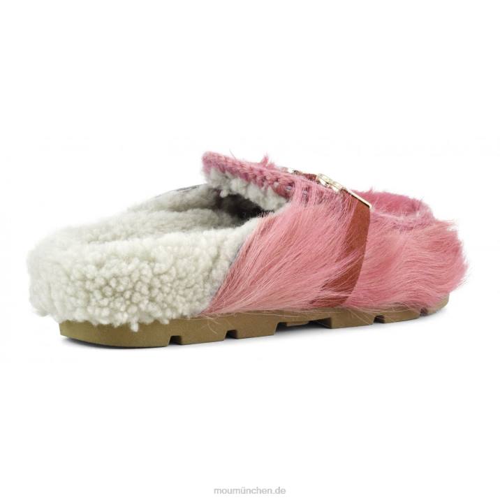 Winter-Bio-Slide mit langen Haaren, Ponyfell Frauen 0V6X418 Langhaarpony rosa fuxia Mou