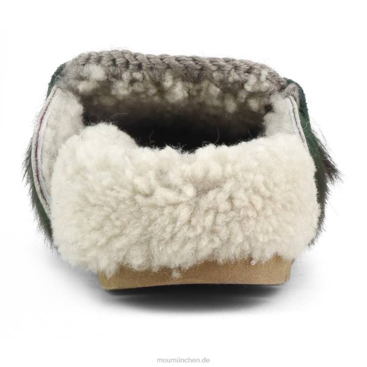 Winter-Bio-Slide mit langen Haaren, Ponyfell Frauen 0V6X419 Langhaarpony rosa grün Mou