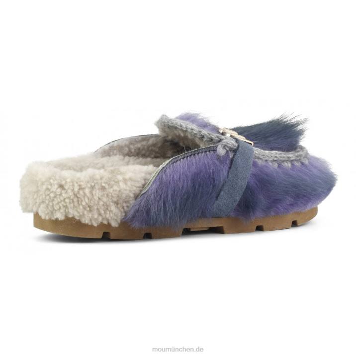 Winter-Bio-Slide mit langen Haaren, Ponyfell Frauen 0V6X420 Langhaarpony rosa lavendel Mou