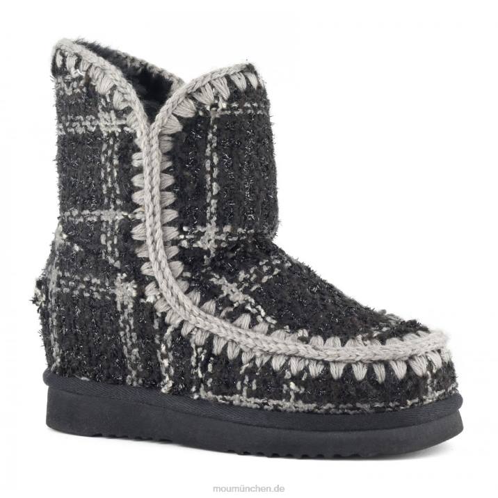 Innenkeil, kurzer Schottenkaro Frauen 0V6X557 Tartan Lurex schwarz-weiß Mou