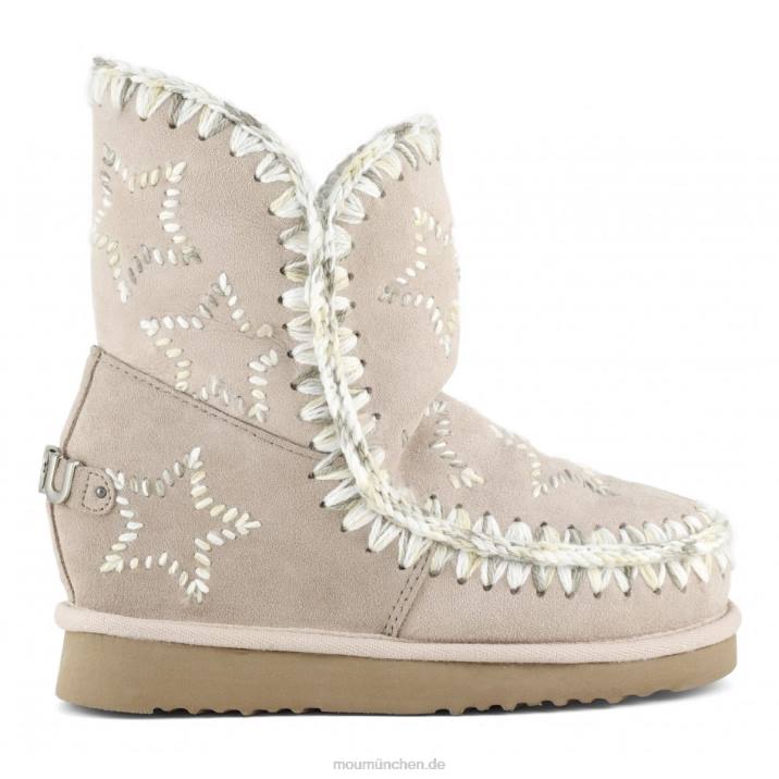 Innenkeil mit bestickten Sternen aus Wolle Frauen 0V6X536 rosabeige Mou