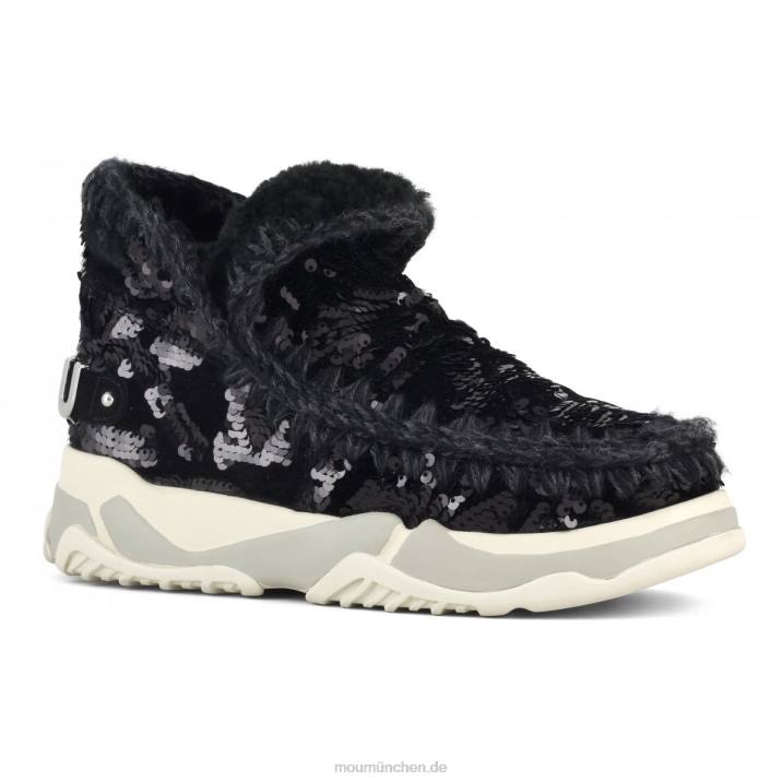 Eskimo-Sneaker mit Pailletten Frauen 0V6X704 schillernde Pailletten blau schwarz auf schwarz Mou