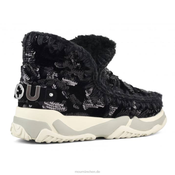 Eskimo-Sneaker mit Pailletten Frauen 0V6X704 schillernde Pailletten blau schwarz auf schwarz Mou