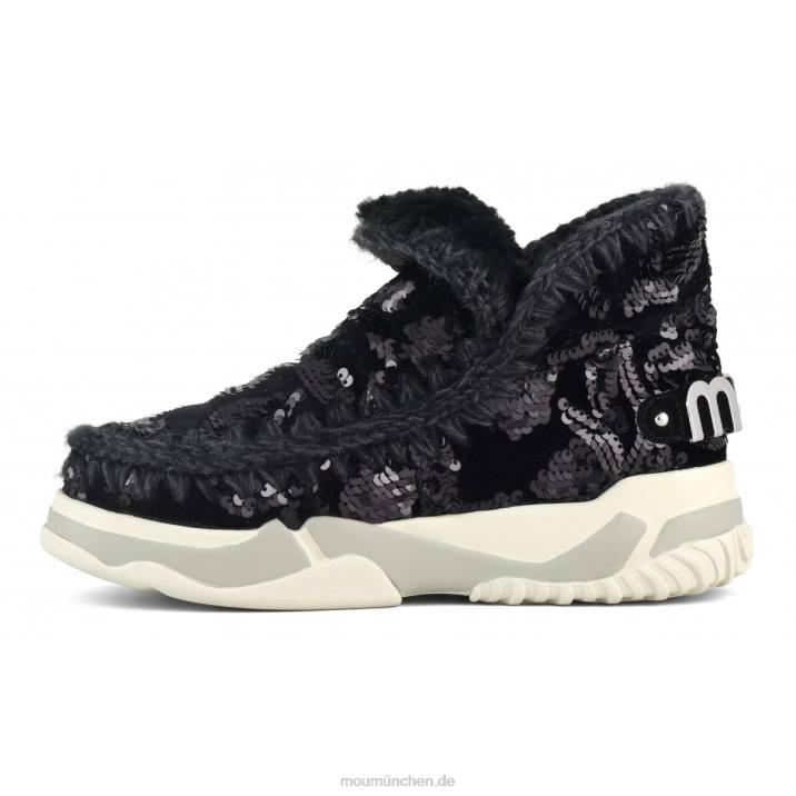 Eskimo-Sneaker mit Pailletten Frauen 0V6X704 schillernde Pailletten blau schwarz auf schwarz Mou