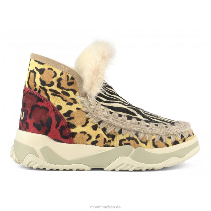 Eskimo-Trainer aus gemischtem Ponyfell Frauen 0V6X687 Zebra schwarz weiß Mou