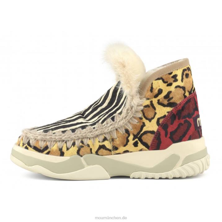 Eskimo-Trainer aus gemischtem Ponyfell Frauen 0V6X687 Zebra schwarz weiß Mou