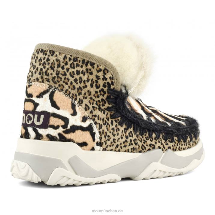 Eskimo-Trainer aus gemischtem Ponyfell Frauen 0V6X689 Zebra mit weißem Hintergrund und Orange Mou