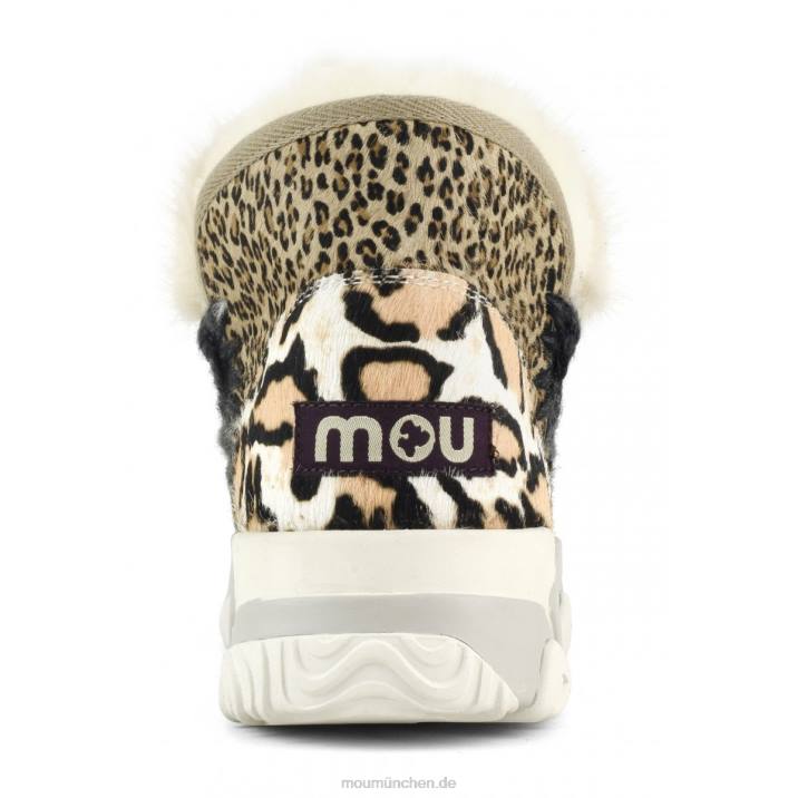 Eskimo-Trainer aus gemischtem Ponyfell Frauen 0V6X689 Zebra mit weißem Hintergrund und Orange Mou