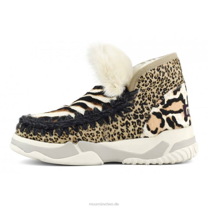 Eskimo-Trainer aus gemischtem Ponyfell Frauen 0V6X689 Zebra mit weißem Hintergrund und Orange Mou