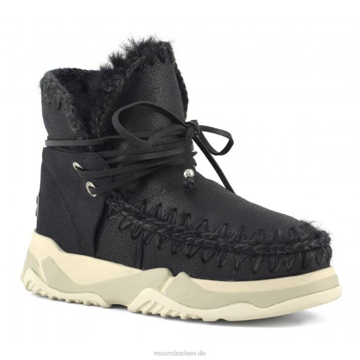 Eskimo-Trainer mit mittlerer Schnürung Frauen 0V6X713 rissig schwarz/grau Mou