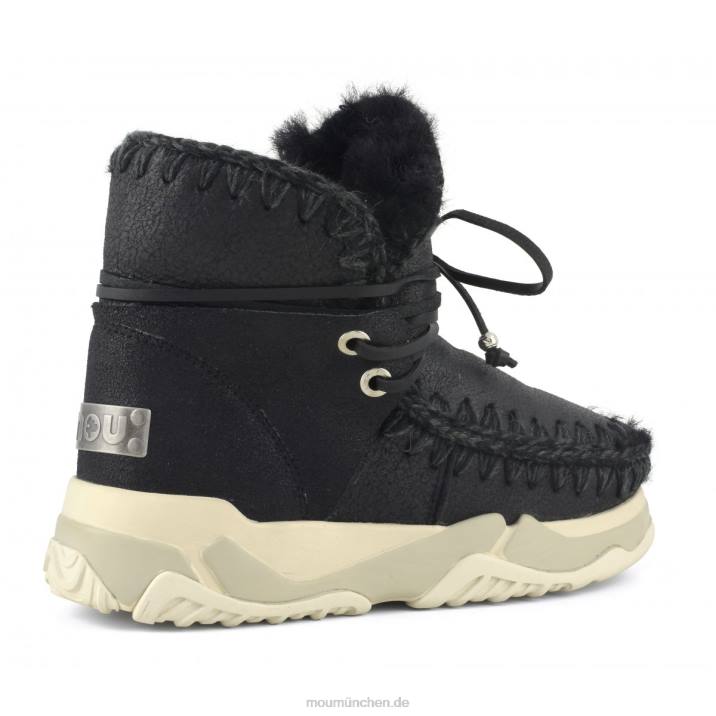 Eskimo-Trainer mit mittlerer Schnürung Frauen 0V6X713 rissig schwarz/grau Mou