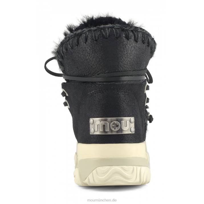 Eskimo-Trainer mit mittlerer Schnürung Frauen 0V6X713 rissig schwarz/grau Mou