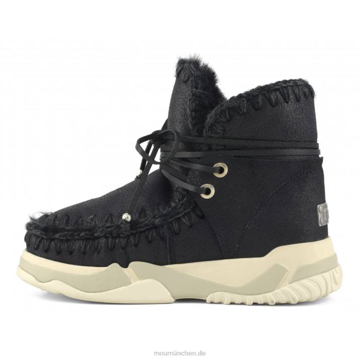 Eskimo-Trainer mit mittlerer Schnürung Frauen 0V6X713 rissig schwarz/grau Mou