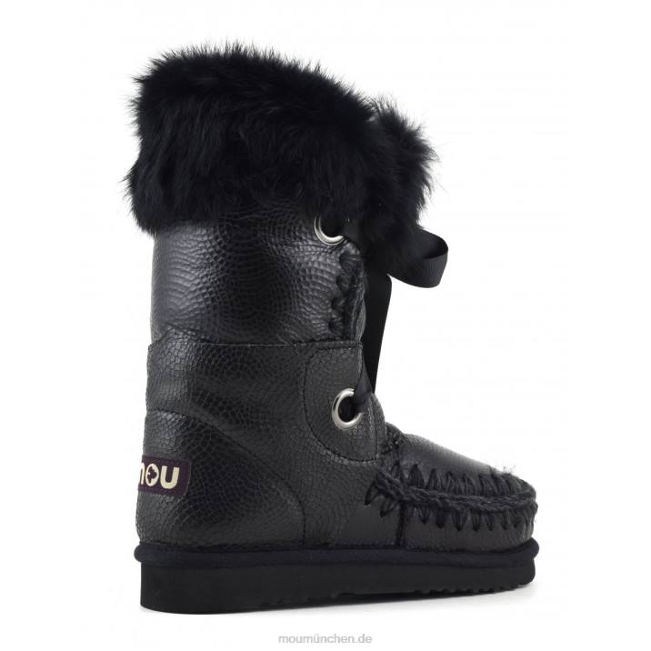 Eskimo-Spitze und Fell Frauen 0V6X310 geprägtes Spiralschwarz Mou