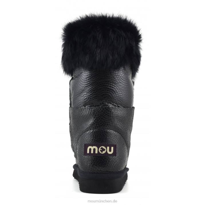 Eskimo-Spitze und Fell Frauen 0V6X310 geprägtes Spiralschwarz Mou