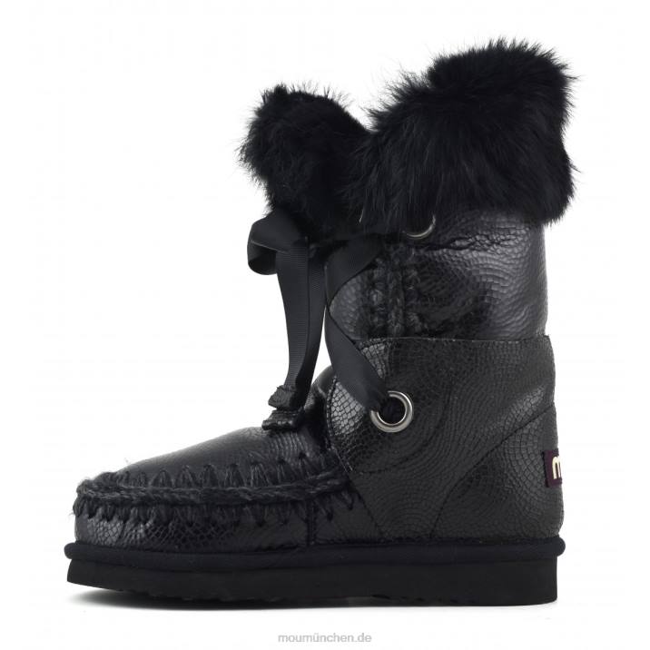 Eskimo-Spitze und Fell Frauen 0V6X310 geprägtes Spiralschwarz Mou