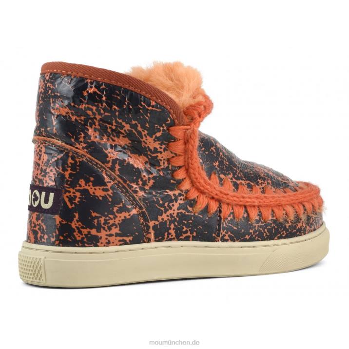 Eskimo-Sneaker Frauen 0V6X668 Knisterlack schwarz/auf orangefarbener Wolle Mou