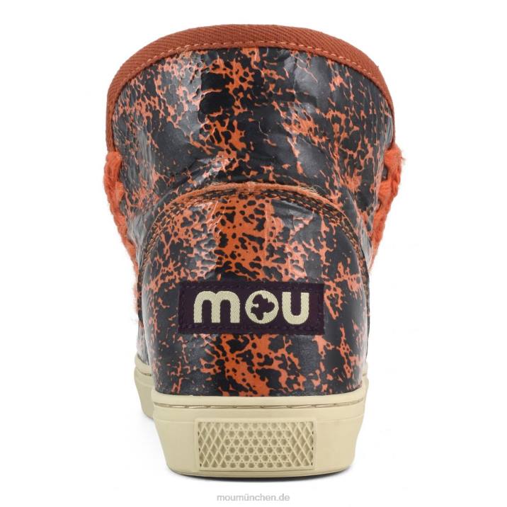 Eskimo-Sneaker Frauen 0V6X668 Knisterlack schwarz/auf orangefarbener Wolle Mou