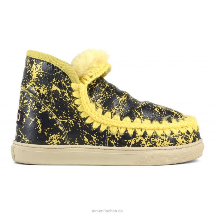 Eskimo-Sneaker Frauen 0V6X670 Knisterlack schwarz/auf gelber Wolle Mou