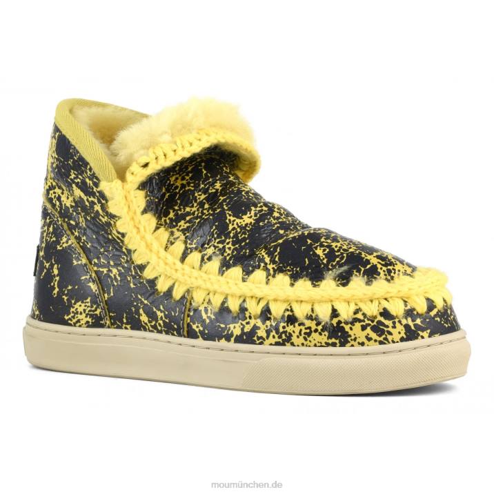 Eskimo-Sneaker Frauen 0V6X670 Knisterlack schwarz/auf gelber Wolle Mou