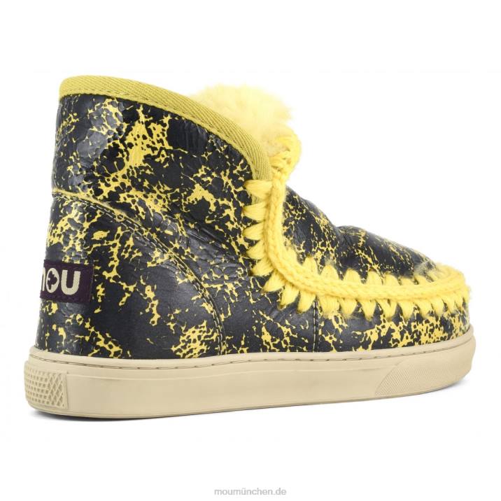 Eskimo-Sneaker Frauen 0V6X670 Knisterlack schwarz/auf gelber Wolle Mou