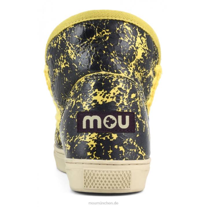 Eskimo-Sneaker Frauen 0V6X670 Knisterlack schwarz/auf gelber Wolle Mou