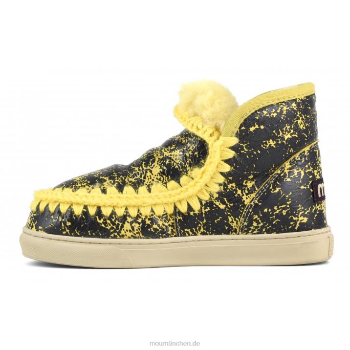 Eskimo-Sneaker Frauen 0V6X670 Knisterlack schwarz/auf gelber Wolle Mou