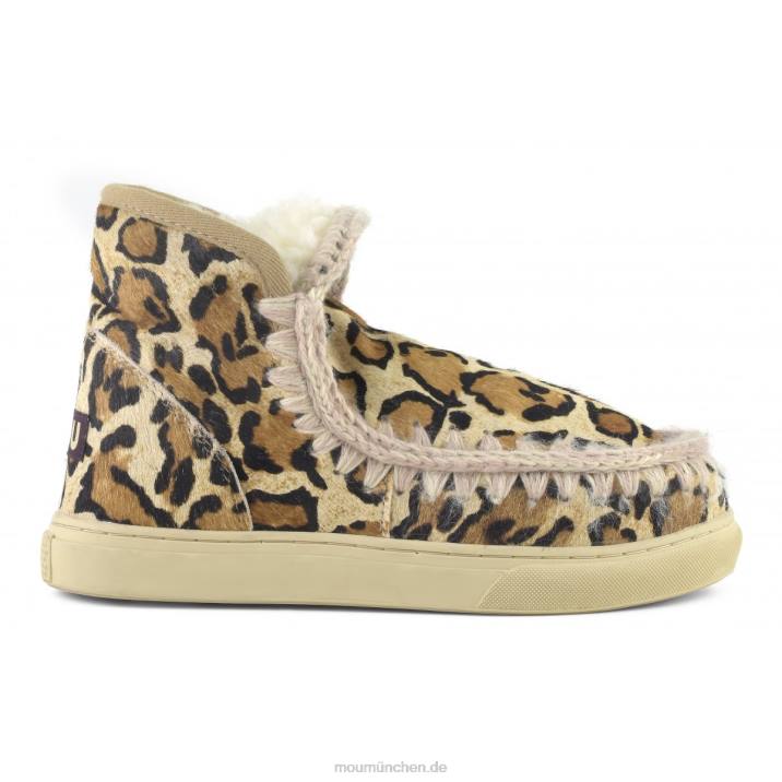 Eskimo-Sneaker aus Ponyfell Frauen 0V6X673 großer Leopardensand Mou
