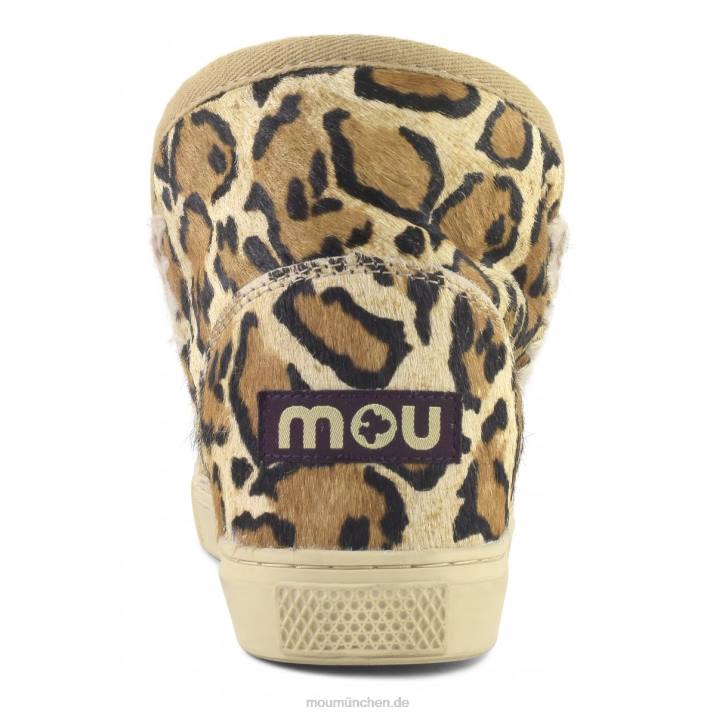 Eskimo-Sneaker aus Ponyfell Frauen 0V6X673 großer Leopardensand Mou