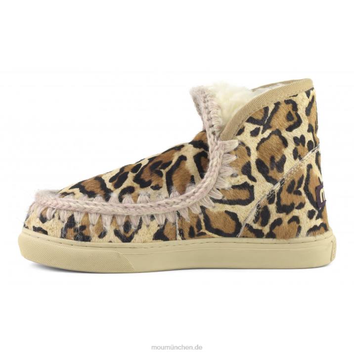 Eskimo-Sneaker aus Ponyfell Frauen 0V6X673 großer Leopardensand Mou