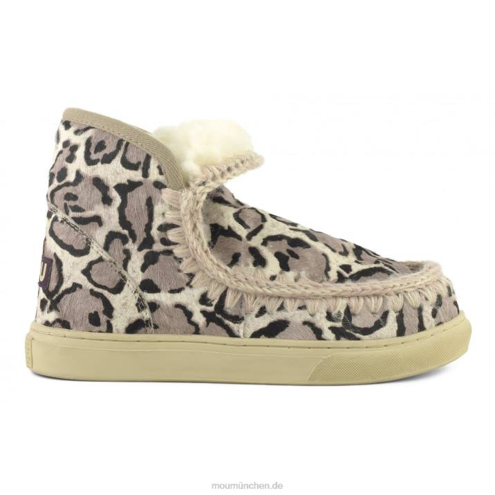 Eskimo-Sneaker aus Ponyfell Frauen 0V6X674 großer Leopard weiß Mou