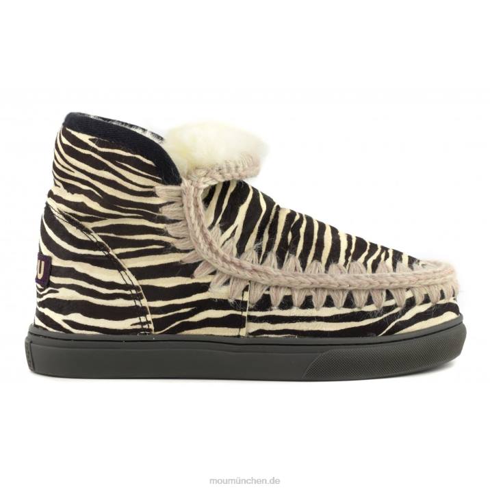 Eskimo-Sneaker aus Ponyfell Frauen 0V6X675 Zebra schwarz weiß Mou