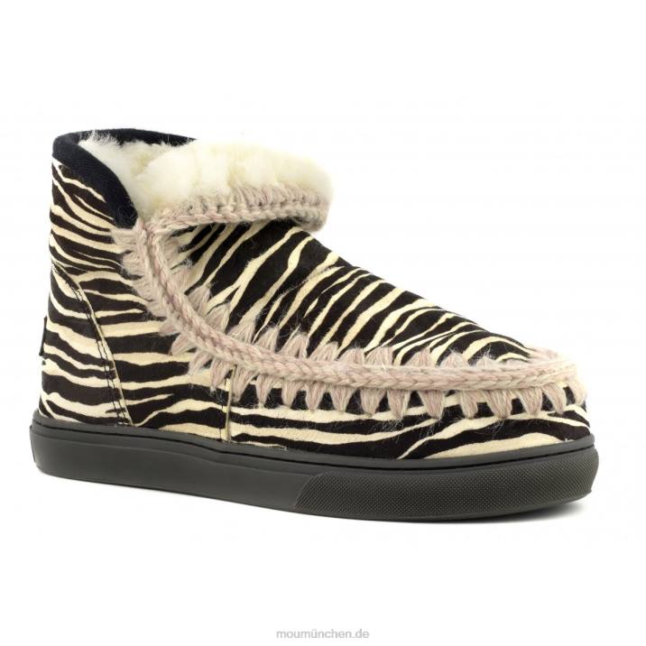 Eskimo-Sneaker aus Ponyfell Frauen 0V6X675 Zebra schwarz weiß Mou