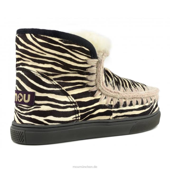 Eskimo-Sneaker aus Ponyfell Frauen 0V6X675 Zebra schwarz weiß Mou