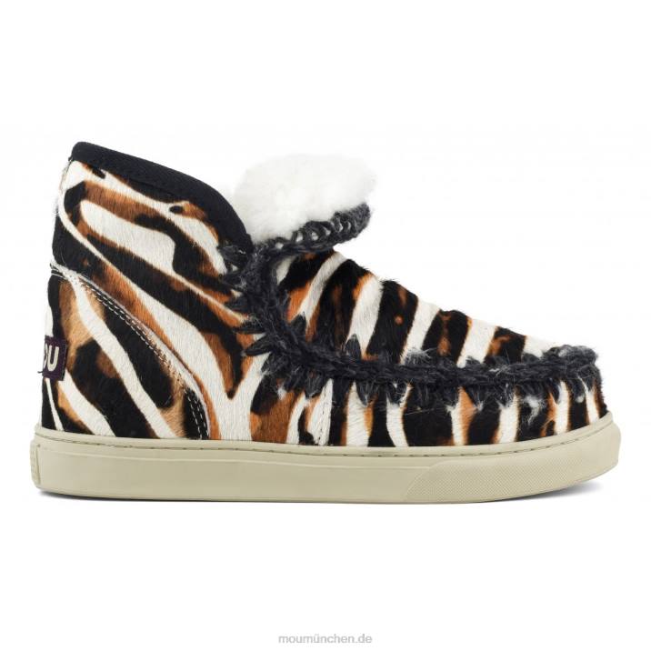 Eskimo-Sneaker aus Ponyfell Frauen 0V6X677 Zebra mit weißem Hintergrund und Orange Mou