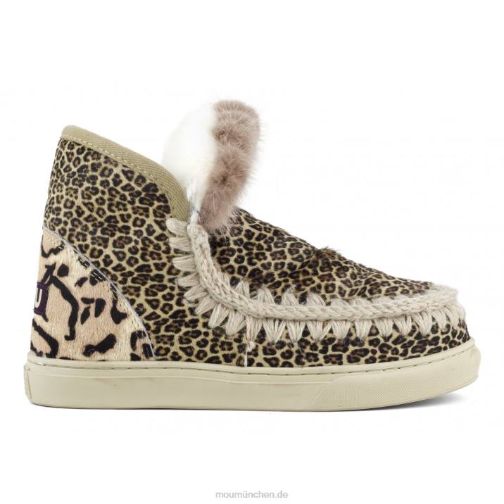 Eskimo-Sneaker aus Ponyfell-Mix-Patchwork Frauen 0V6X657 Ponyfell kleiner Gepard Löwe Mou
