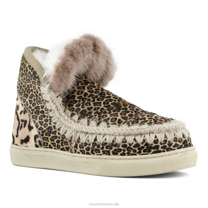 Eskimo-Sneaker aus Ponyfell-Mix-Patchwork Frauen 0V6X657 Ponyfell kleiner Gepard Löwe Mou