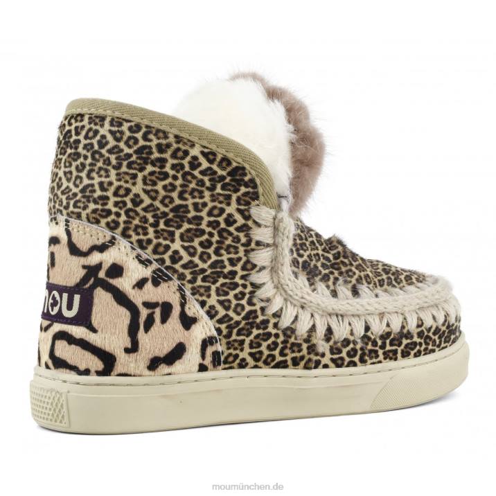 Eskimo-Sneaker aus Ponyfell-Mix-Patchwork Frauen 0V6X657 Ponyfell kleiner Gepard Löwe Mou